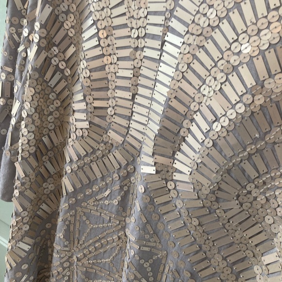 Soft surrounding silver gray sequined tunic top or dress. Petite large PL - Picture 9 of 11